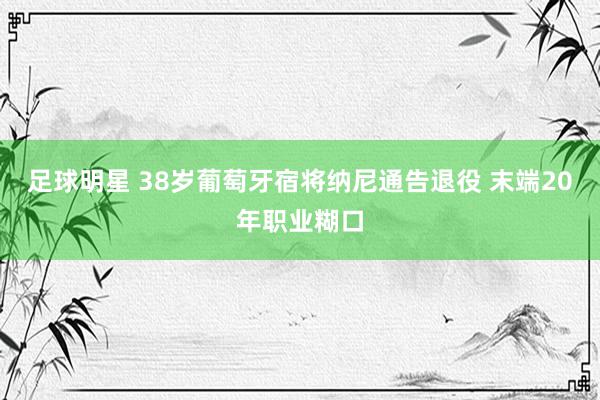 足球明星 38岁葡萄牙宿将纳尼通告退役 末端20年职业糊口